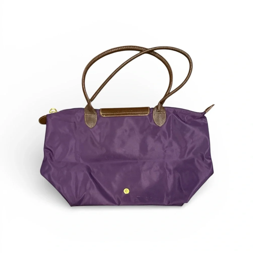 Long champ Chic Purple Tote Bag with Brown Accents - Picture 5 of 8